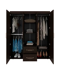 Depot E-Shop Valier Wardrobe, Deluxe Armoire with Multiple Storage Options and Metal Accents