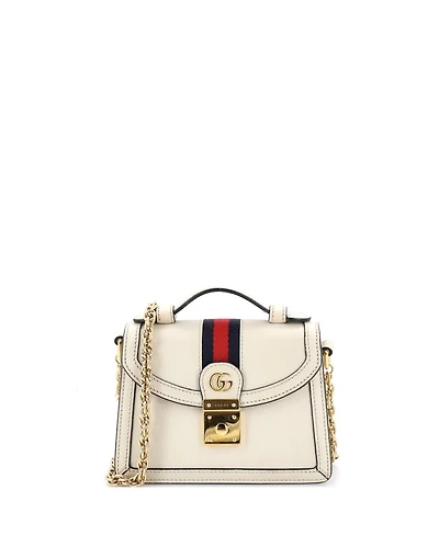 Pre-Owned Gucci Mini Ophidia Flap Top Handle Bag Leather