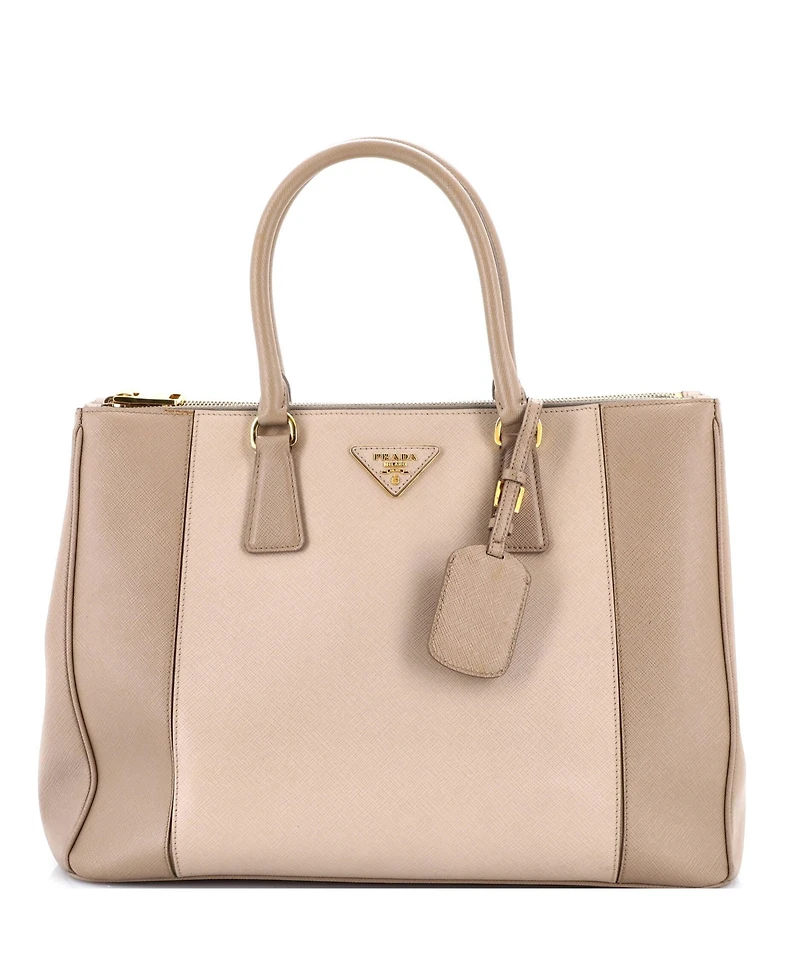 Pre-Owned Prada Medium Bicolor Double Zip Lux Tote Saffiano Leather