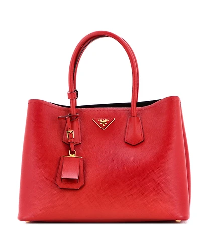 Pre-Owned Prada Medium Cuir Double Tote Saffiano Leather