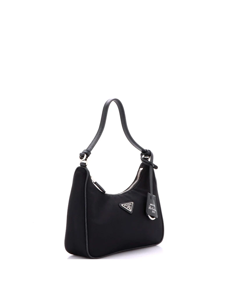 Pre-Owned Prada Mini Re-Edition 2005 Hobo Tessuto with Saffiano Leather