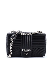 Pre-Owned Prada Medium Chain Flap Shoulder Bag Diagramme Quilted Leather