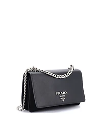 Pre-Owned Prada Medium Chain Flap Crossbody Bag Tessuto and Saffiano Leather