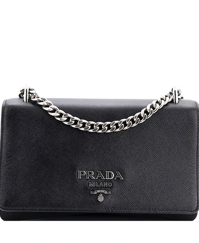 Pre-Owned Prada Medium Chain Flap Crossbody Bag Tessuto and Saffiano Leather