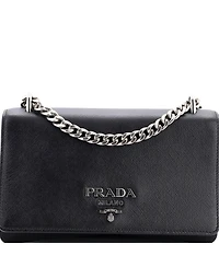 Pre-Owned Prada Medium Chain Flap Crossbody Bag Tessuto and Saffiano Leather