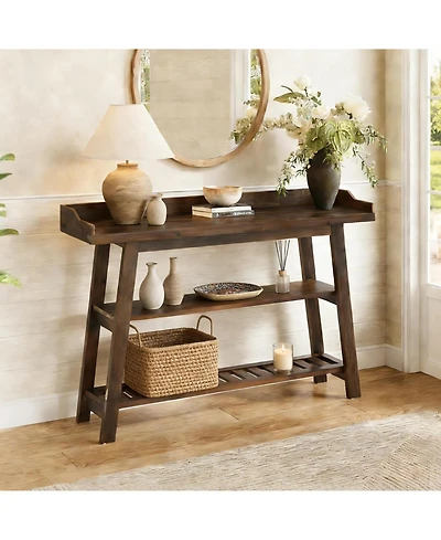 Tribesigns Solid Wood Entryway Table, 45" Narrow Console Table, 3-Tier Farmhouse Behind Couch Sofa Table