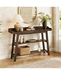 Tribesigns Solid Wood Entryway Table, 45" Narrow Console Table, 3-Tier Farmhouse Behind Couch Sofa Table