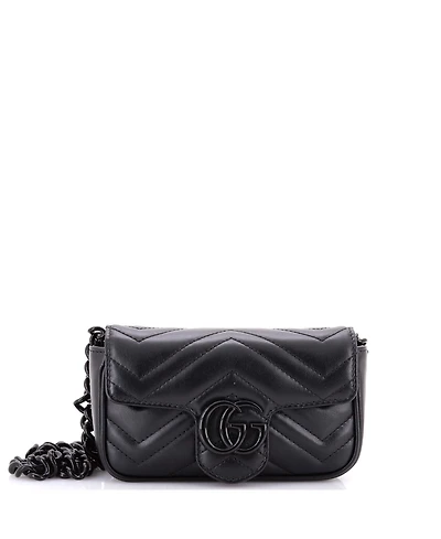 Pre-Owned Gucci Gg Marmont Flap Belt Bag Matelasse Leather