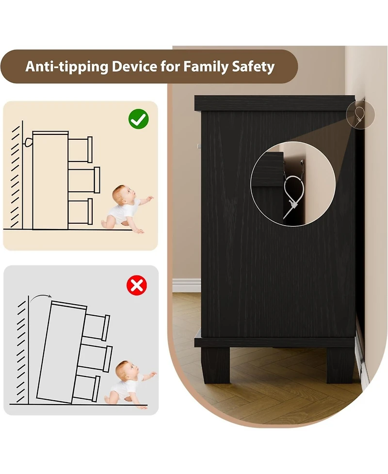 gaomon 7 Drawer Dresser for Bedroom, Wide Wood Chest of Drawers with Metal Handles, Large Storage Organizer Living Room