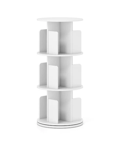 Slickblue 3-Tier Rotating Bookshelf with Dividers and Anti-falling