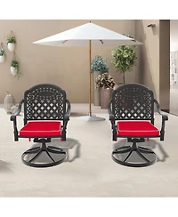 Clihome Patio Cast Aluminum Swivel Dining Chairs with Random Color Cushions, Set of 2