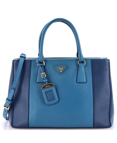 Pre-Owned Prada Medium Bicolor Double Zip Lux Tote Saffiano Leather