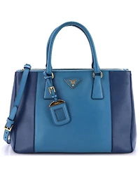 Pre-Owned Prada Medium Bicolor Double Zip Lux Tote Saffiano Leather