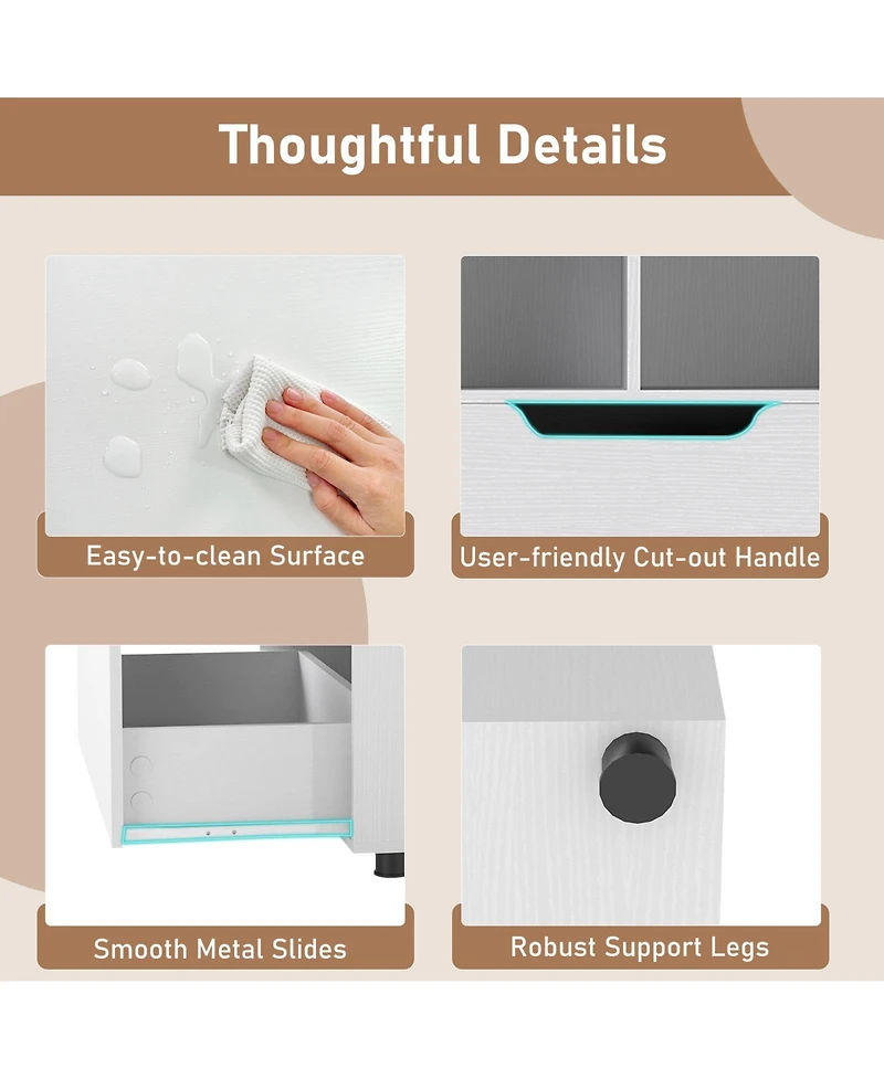 Slickblue 51 Inch Tall 5 Tier Bookcase with 4 Cubes and 2 Storage Drawers