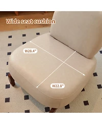 Rainsken Pu Leather Accent Chair, Comfy Reading Chair, Living Room Chair with Solid Wood Legs and Soft Cushion for Bedroom, Balcony