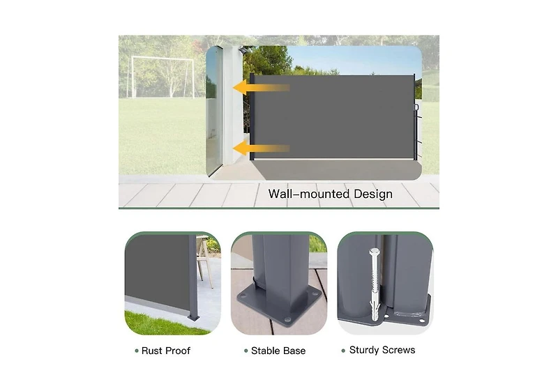 Aecojoy Retractable Side Awning, Double Side Awning, Waterproof Folding Outdoor Privacy Screen