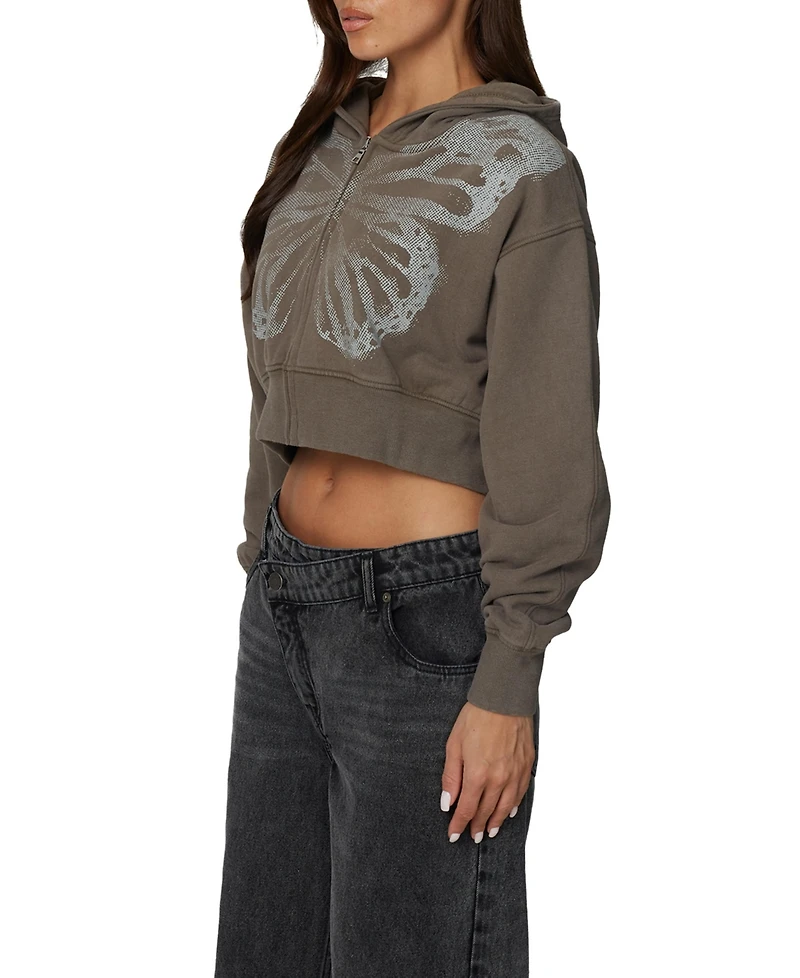 Good For Nothing Women's Cropped Zipped Silhouette Hoodie