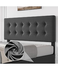 gaomon Full Size Bed Frame with 4 Storage Drawers, Linen Upholstered Headboard, Button Tufted, No Box Spring