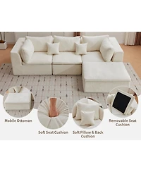 gaomon 110" L-Shaped Modular Sectional Sofa, 4-Seater Oversized Chenille Couch with Double Chaise
