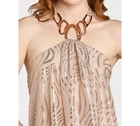 Morgan & Company Juniors' Halter Short Printed Dress