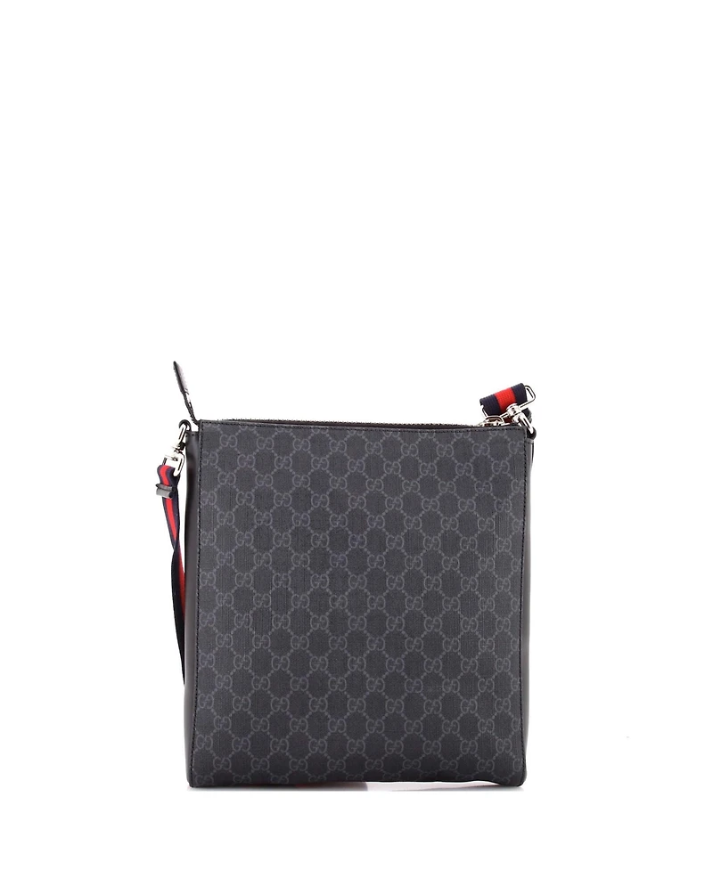 Pre-Owned Gucci Medium Web Strap Front Zip Messenger Bag Gg Coated Canvas