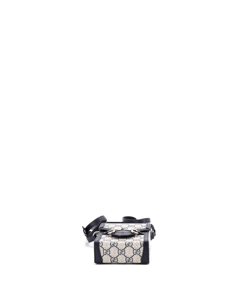 Pre-Owned Gucci Mini Horsebit 1955 Crossbody Bag Gg Coated Canvas with Leather