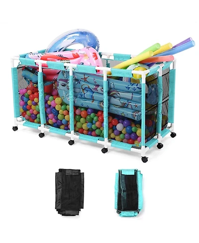 Yescom 274 Gallon Pool Float Storage Bin Blue Cover Replacement Rolling Raft Noodles Cart Organizer