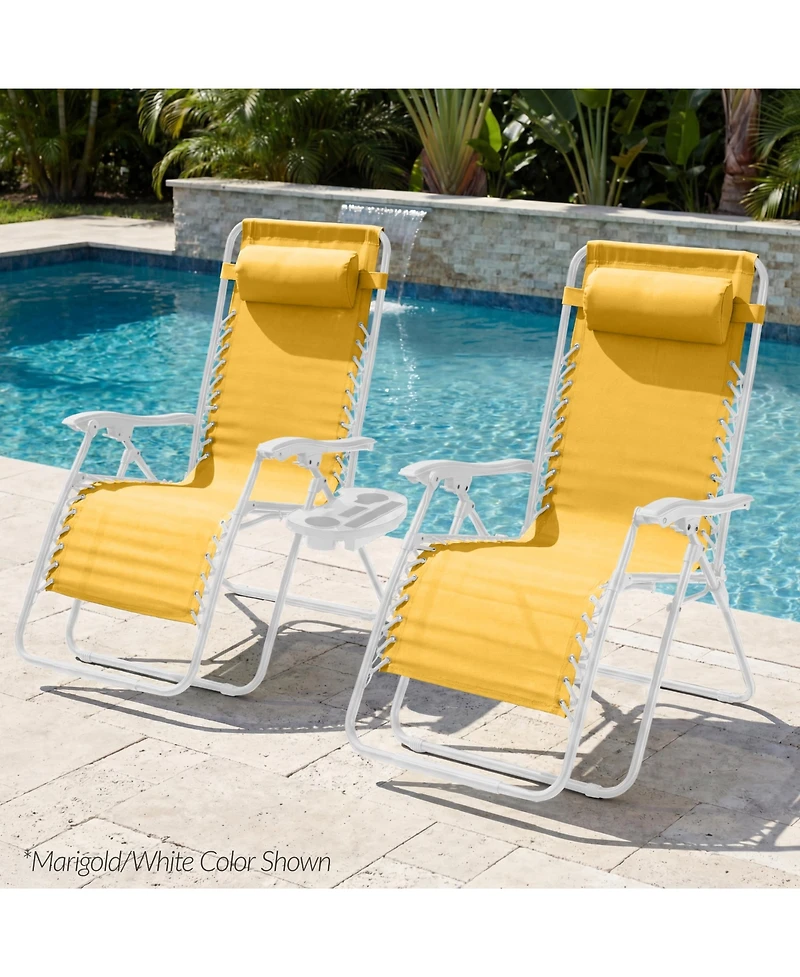 Best Choice Products Set of 2 Extra Wide Zero Gravity Lounge Chair Recliners w/ Cup Holder