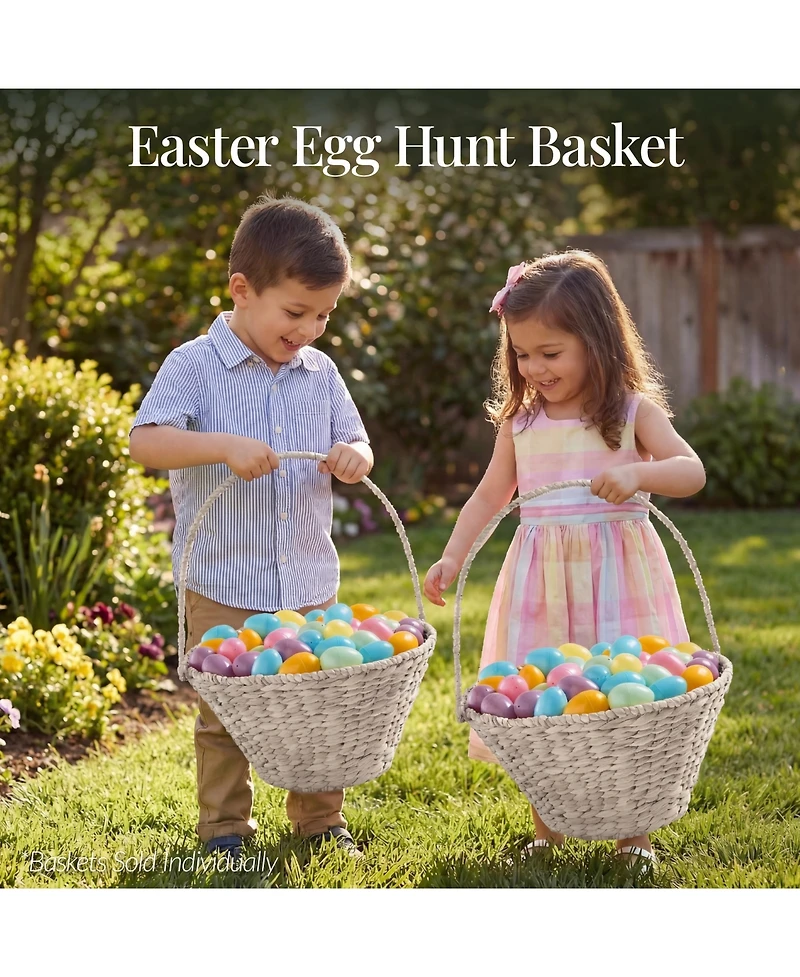 Best Choice Products Easter Basket, Large Woven Easter Basket for Kids w/ Collapsible Handle, Tapered Shape