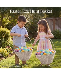 Best Choice Products Easter Basket, Large Woven Easter Basket for Kids w/ Collapsible Handle, Tapered Shape