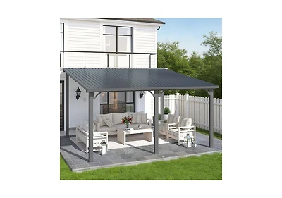 Aecojoy 14' x 12' Hardtop Gazebo Outdoor Pergola Lean to Metal Pergolas