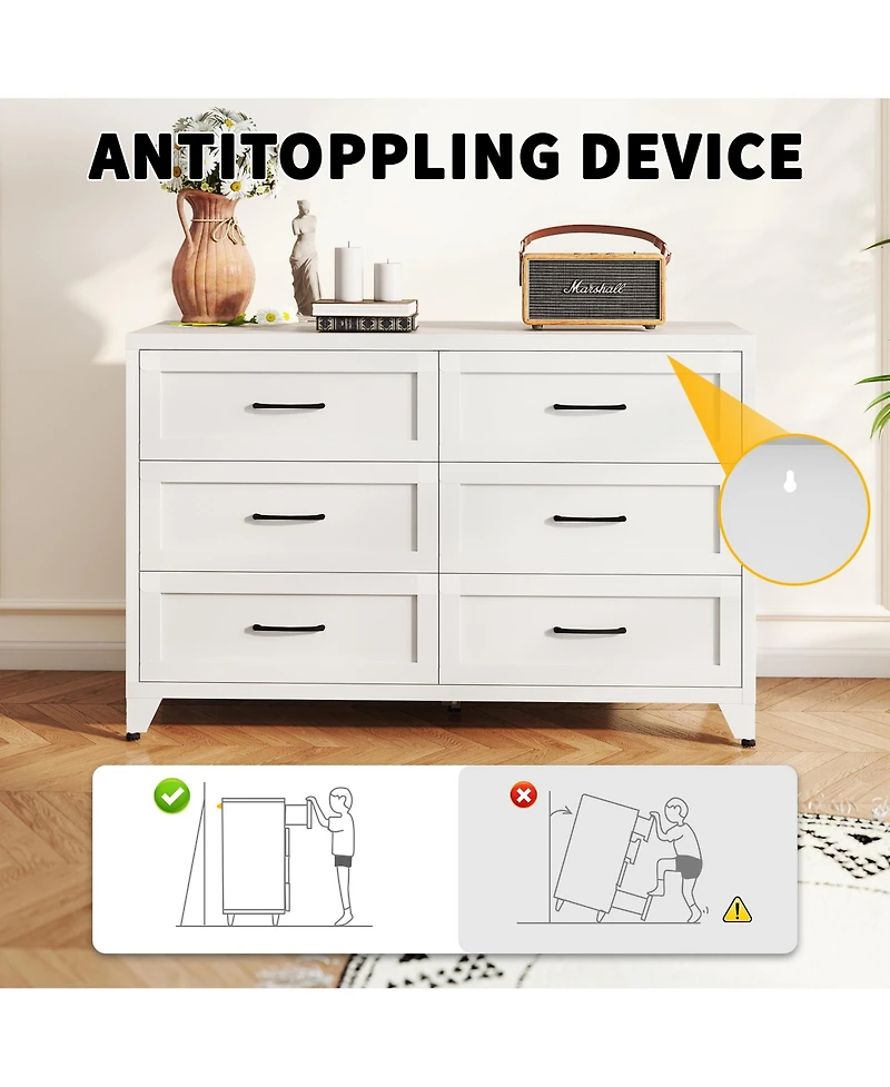 Rainsken 6 Drawer Dresser for Bedroom