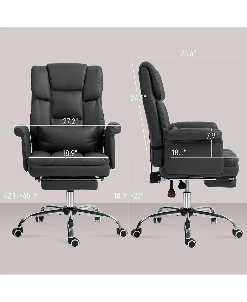 Boyel Living Executive Office Chair Pu Leather Ergonomic Desk Reclining Footrest Lumbar Support