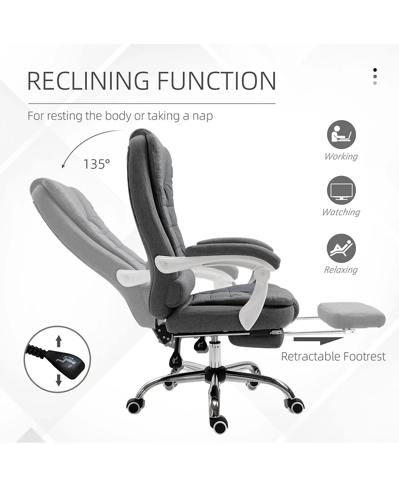 Boyel Living Executive Office Chair with Footrest Linen-Fabric Computer Chair Adjustable