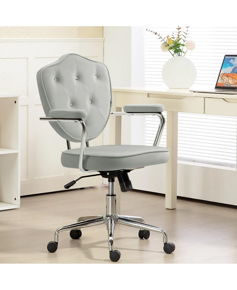 Boyel Living Cute Home Office Chair with Button Tufted Velvet-Feel Fabric