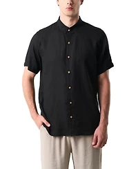 Velez Men's Men Short-Sleeve Linen Shirt with Vz Embroidery.