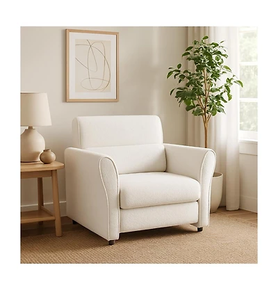 gaomon Modern Accent Chair, Upholstered Furry Sherpa Boucle Armchair, Mid-Century Lounge Sofa for Bedroom