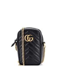 Pre-Owned Gucci Mini Gg Marmont Vertical Phone Crossbody Bag Matelasse Leather