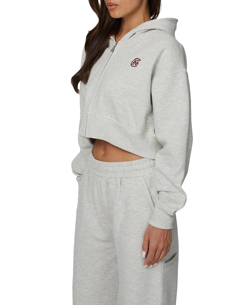 Good For Nothing Women's Cropped Zipped Halftone Hoodie