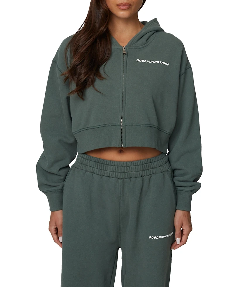 Good For Nothing Women's Essential Cropped Zip Hoodie
