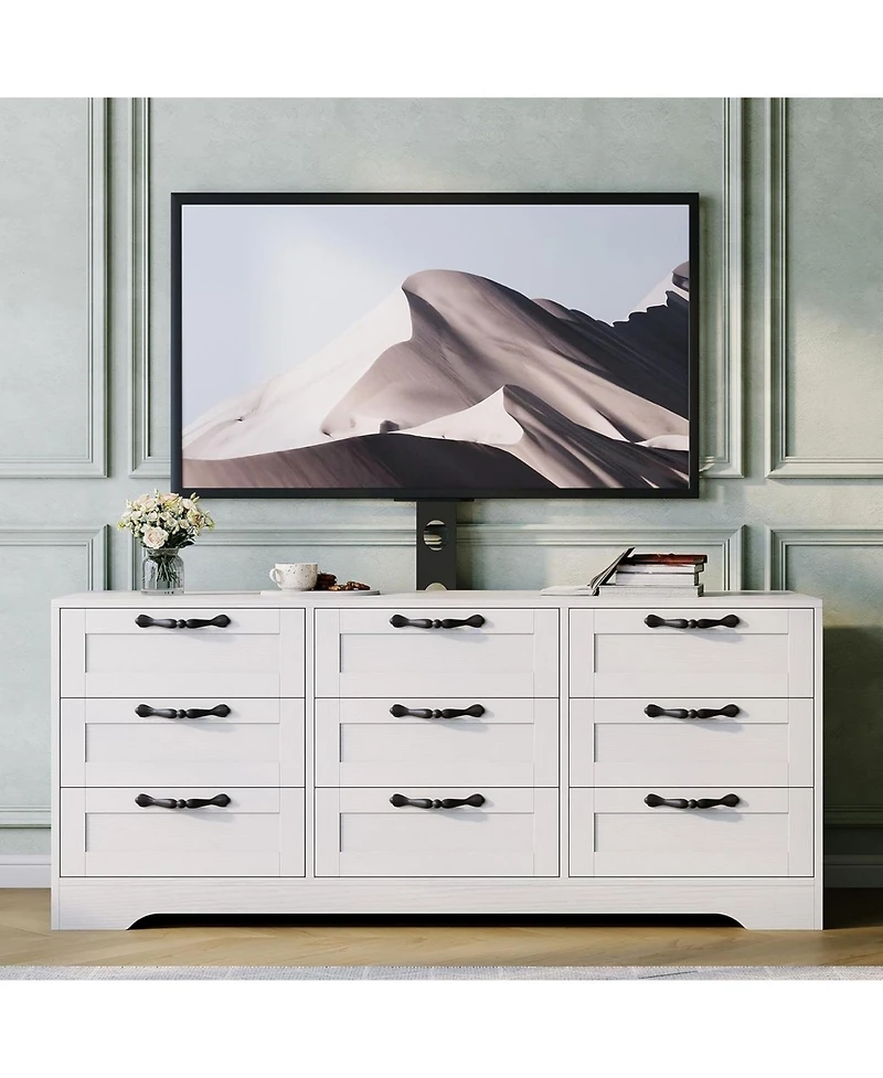 gaomon 9 Drawer Dresser Tv Stand with Mount for 32-85 in TVs, Modern Entertainment Center with Drawers, Media Console Table for Bedroom Living