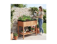 Slickblue Raised Wooden Garden Bed with Storage & 220 lb Capacity