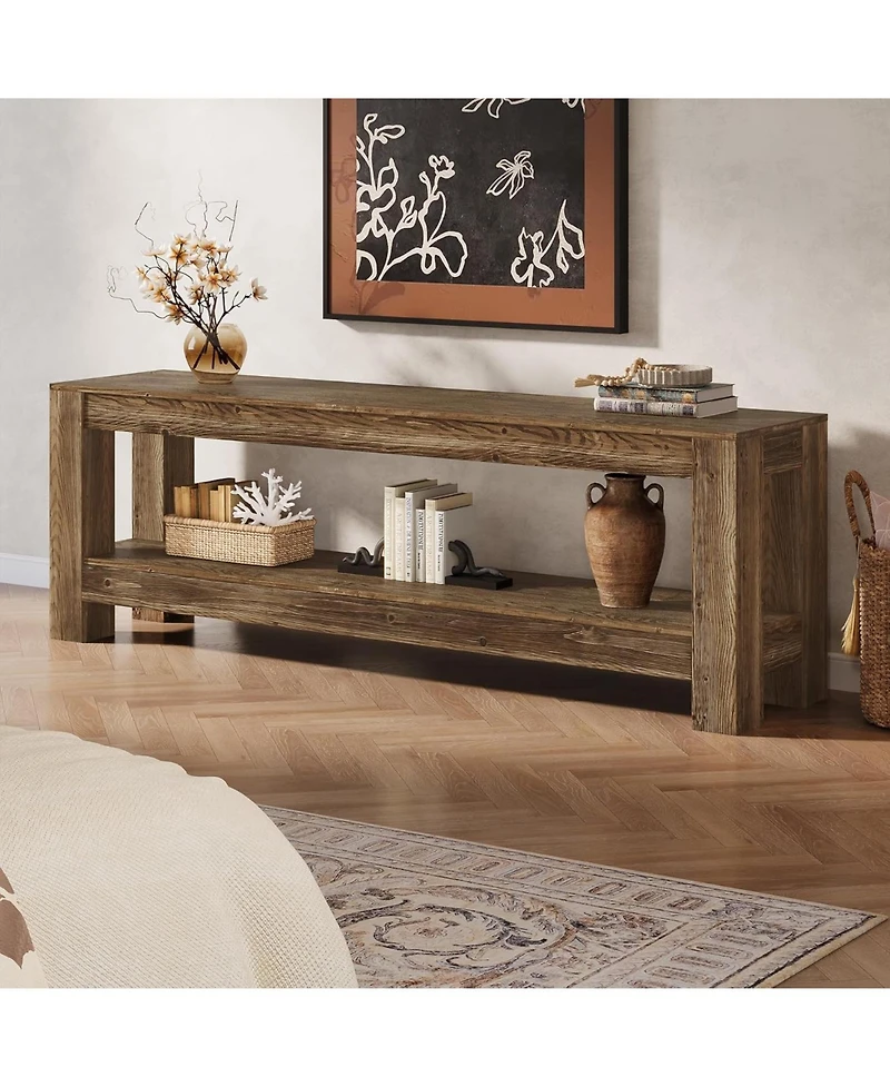 Tribesigns 70.9-Inch Solid Wood Tv Stand, Farmhouse Tv Console for 65/70/80/85-Inch TVs, Entertainment Center