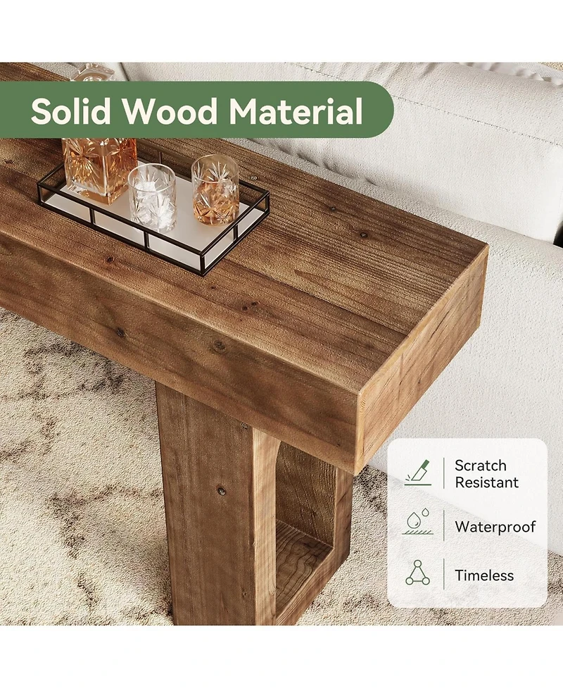 Tribesigns Solid Wood Console Table, 63-Inch Long Farmhouse Entryway Table, Sofa Console Behind Couch