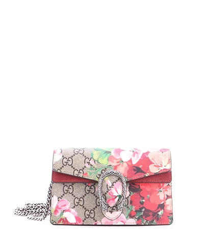 Pre-Owned Gucci Super Mini Dionysus Bag Blooms Print Gg Coated Canvas