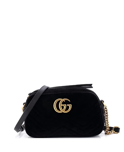 Pre-Owned Gucci Small Gg Marmont Shoulder Bag Matelasse Velvet