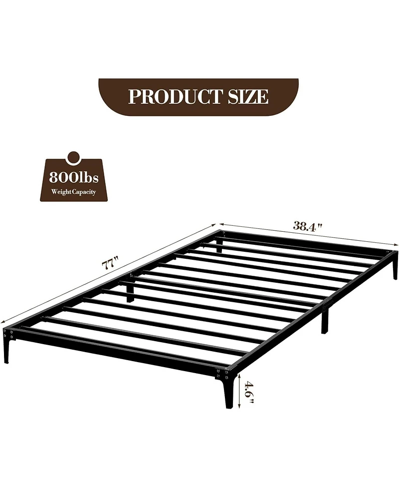 gaomon 6" Twin Metal Bed Frame, Heavy Duty with 600 Lbs Capacity, Steel Slats, No Box Spring, Noise Free, Sturdy.