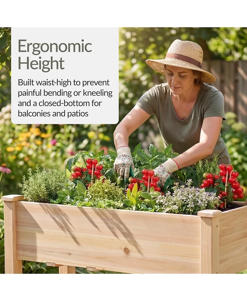 Best Choice Product 48x24x30in Raised Garden Bed, Elevated Wooden Planter for Yard w/ Foot Caps, Bed Liner