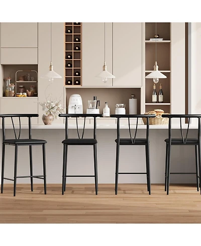 gaomon Bar Stools Set of 4 with Backrest and Footrest,Kitchen Barstools with Thick Cushion,25 in Counter Height Bar Stools for Dining Room Kitchen