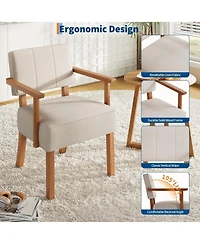 gaomon Set of 2 Mid Century Modern Accent Chairs, Linen Fabric Armchairs with Vertical Tufted Back, Upholstered Reading Lounge Chair